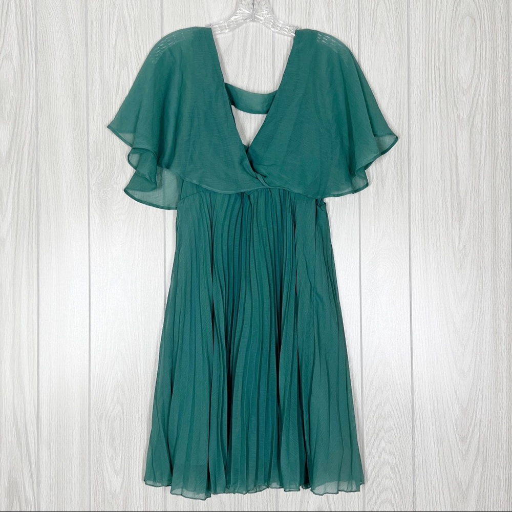 ASOS Maternity | Green Flutter Sleeve Pleated Mini Dress Size 6